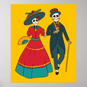 Affiche Catrina Couple Mexicaine Journée Des Morts