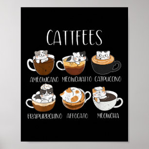 Affiche Cats &amp; Amateur de café Drôle Citation de caféi
