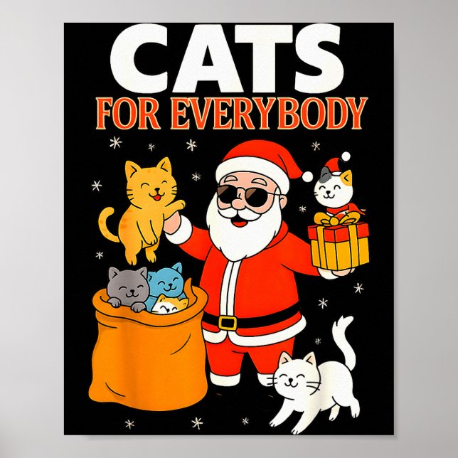 Affiche Cats For Everybody Funny Christmas Cat Xmas Santa  (Devant)