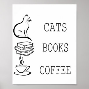 Affiche Cats Livres Café pour les lecteurs qui aiment le c
