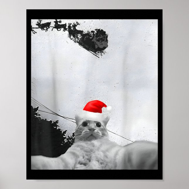 Affiche Cats Meme Funny Cat Selfie With Santa Hat Christma (Devant)
