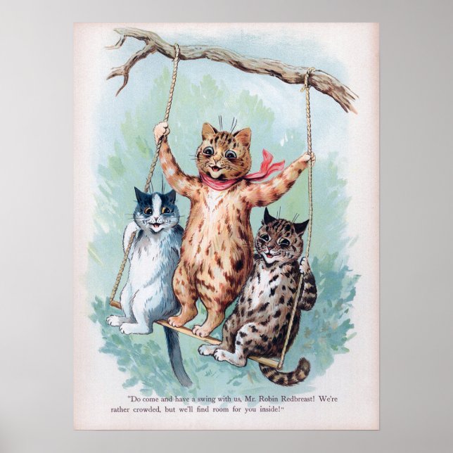Affiche Cats Playing on a Swing, Louis Wain (Devant)