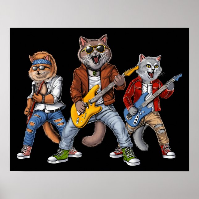Affiche Cats Rock Musiciens (Devant)