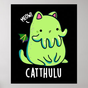 Affiche Catthulu Funny Cthulhu Cat Pun Dark BG