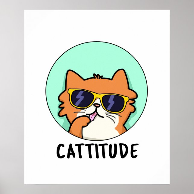 Affiche Cattitude Blague de Chat Drôle  (Devant)