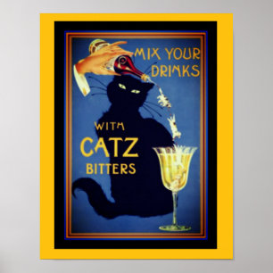 Affiche Catz Bitters Vintage 12x16