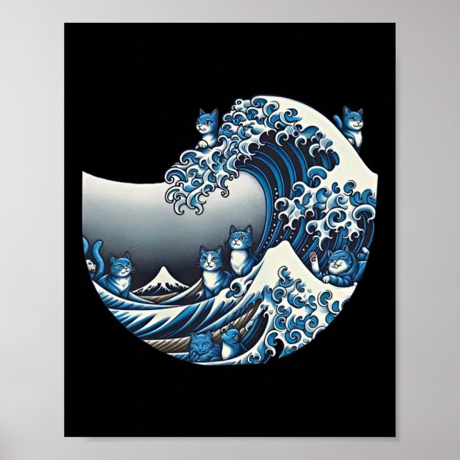 Affiche Catzilla Chat Art Japonais Dons De Chat Drôle Pour (Devant)