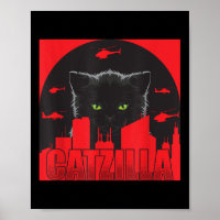 Catzilla Chat Japonais Chat Drôle Catzilla