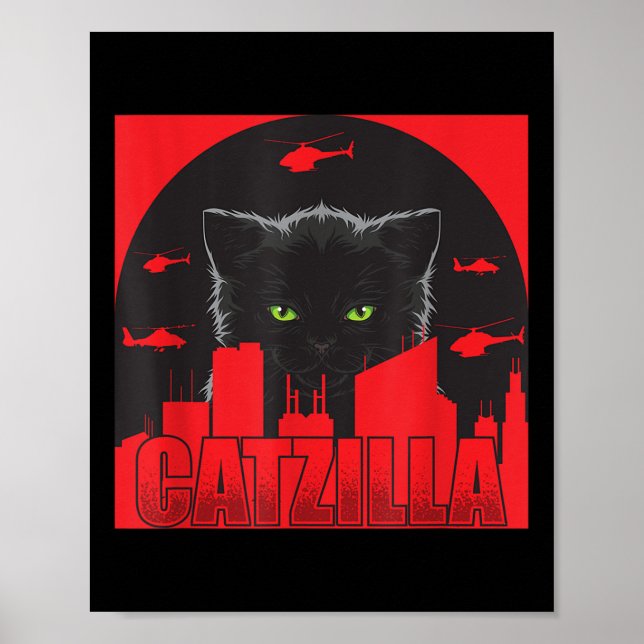 Affiche Catzilla Chat Japonais Chat Drôle Catzilla (Devant)
