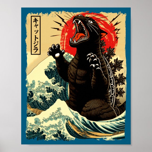 Affiche Catzilla Funny Japanese Style  (Devant)