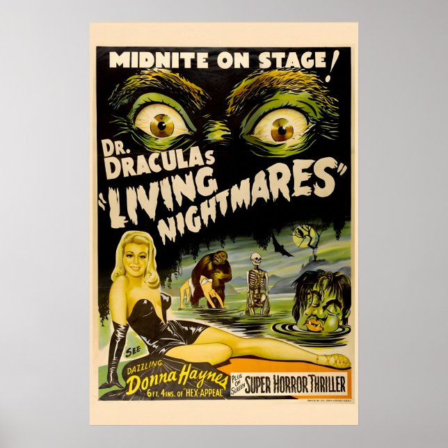 Affiche Cauchemars vivants de Dracula des années 50 Classi (Devant)