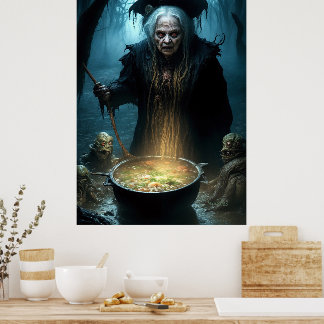Affiche Cauldron De Sorcière Halloween À La Soupe