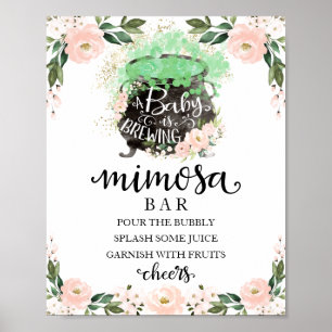 Affiche Cauldron Halloween Baby shower Mimosa Barre Pannea