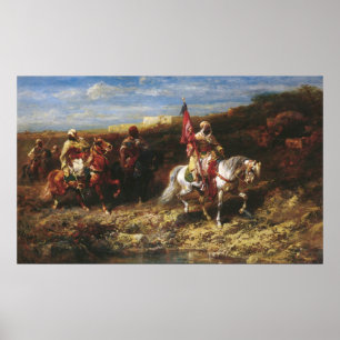 Affiche Cavalier arabe d'Adolf Schreyer dans un paysage