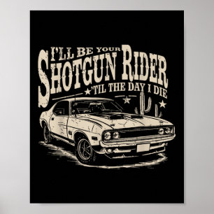 Affiche Cavalier de fusil de chasse Voiture Muscle Vintage