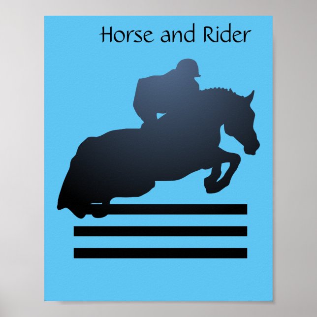 Affiche Cavalier de saut d'obstacles franchissant un obsta (Devant)