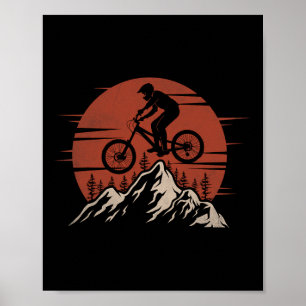 Affiche Cavalier de Trail de Saut de VTT au Coucher du Sol