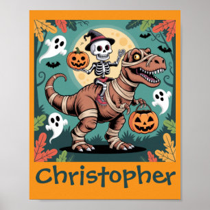 Affiche Cavalier Dino Squelette – Squelette sur T-Rex Momi