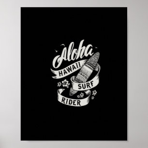 Affiche cavalier du surf aloha hawaii
