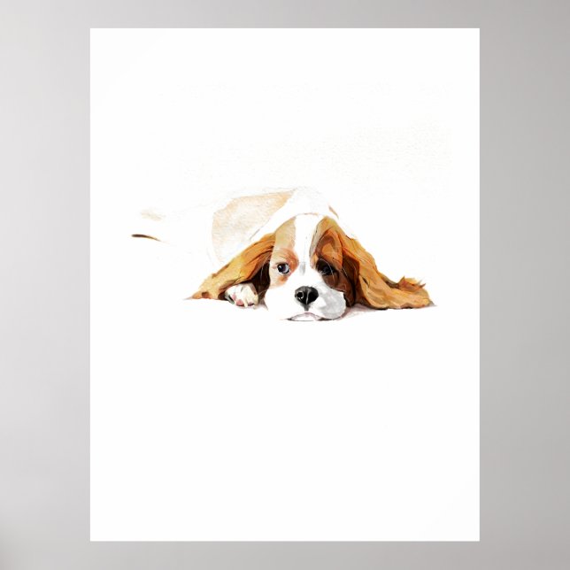 Affiche Cavalier King, Art mural de chien à l'aqua (Devant)