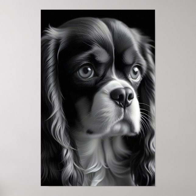 Affiche Cavalier King Charles Dog Cute Portrait de animal  (Devant)