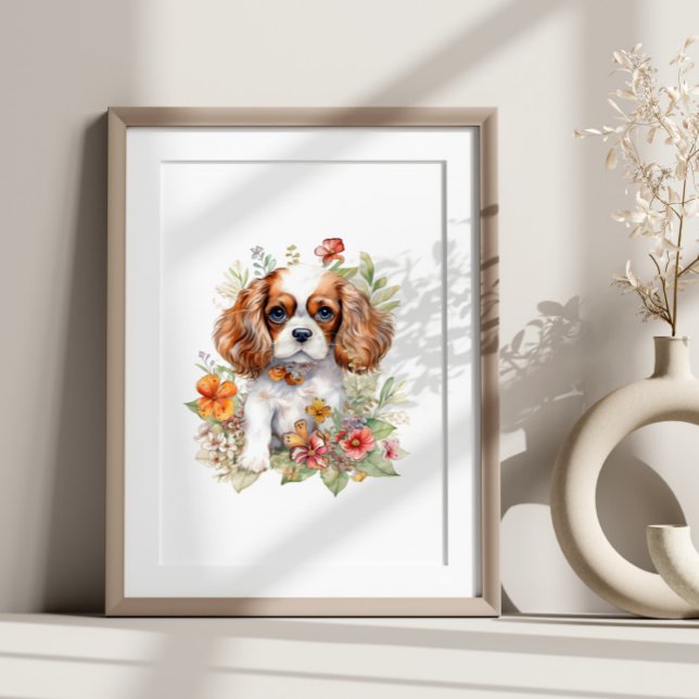 Affiche Cavalier King Charles Puppy Pet Aquarelle (Créateur téléchargé)