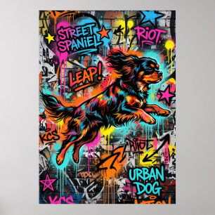 Affiche Cavalier King Charles Spaniel Art de rue Graffiti 