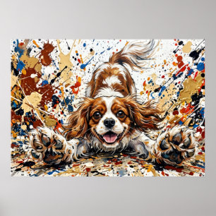 Affiche Cavalier King Charles Spaniel Art éclaboussure de