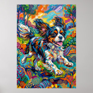 Affiche Cavalier King Charles Spaniel Art Psychédélique Po