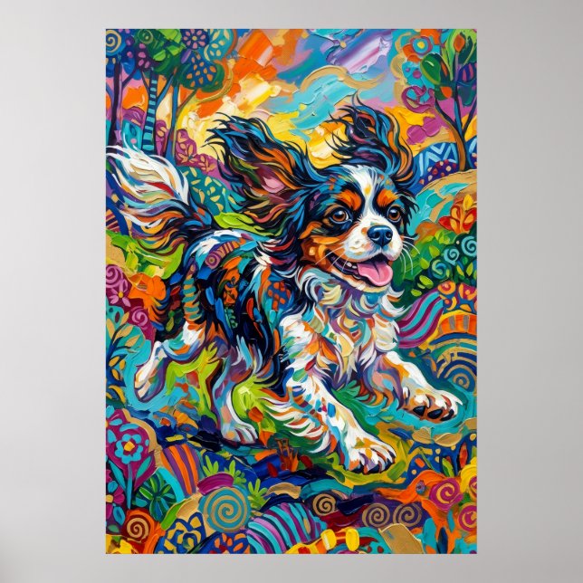 Affiche Cavalier King Charles Spaniel Art Psychédélique Po (Devant)