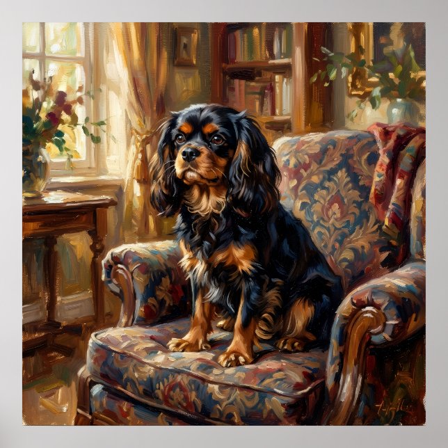 Affiche Cavalier King Charles Spaniel Bibliothèque Victori (Devant)