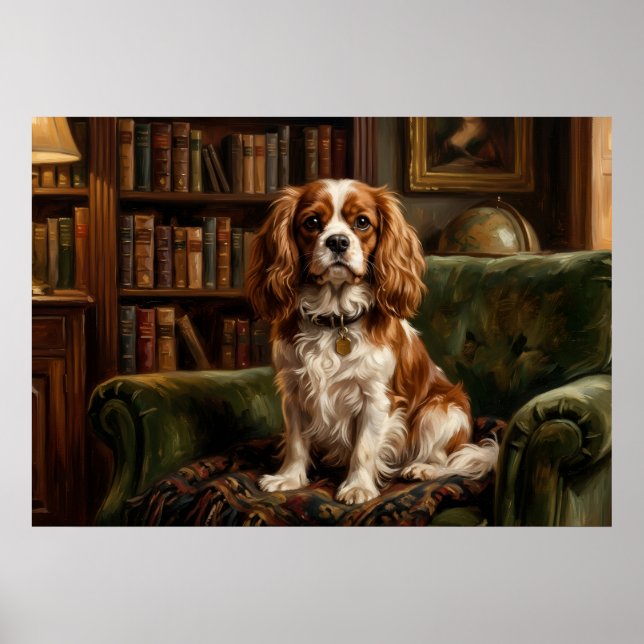 Affiche Cavalier King Charles Spaniel Bibliothèque Victori (Devant)