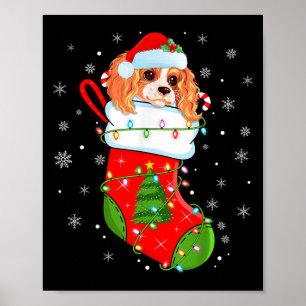 Affiche Cavalier King Charles Spaniel Chien Dans Noël Soc