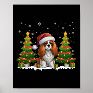 Affiche Cavalier King Charles Spaniel Chien Père Noël Noël