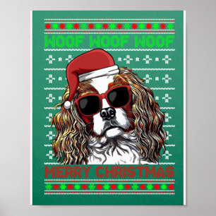 Affiche Cavalier King Charles Spaniel Chien Woof Merry Chr
