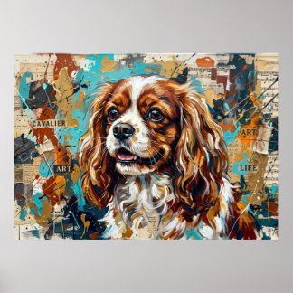 Affiche Cavalier King Charles Spaniel Collage en technique