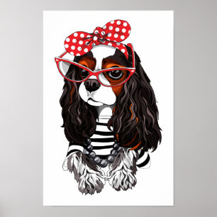 Affiche Cavalier King Charles Spaniel De Paris Avec Amour
