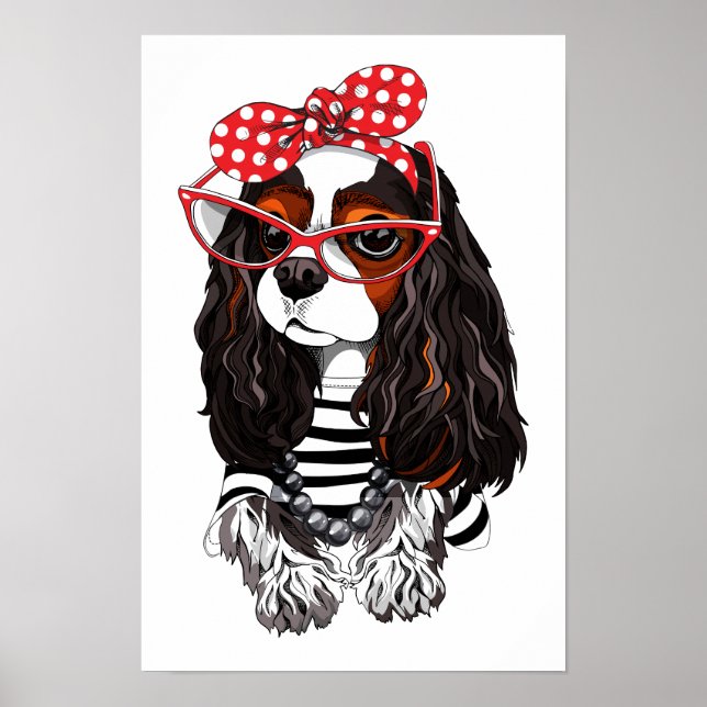 Affiche Cavalier King Charles Spaniel De Paris Avec Amour (Devant)
