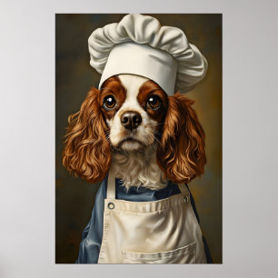 Affiche Cavalier King Charles Spaniel en chapeau d