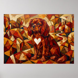 Affiche Cavalier King Charles Spaniel Géométrique Cubiste 