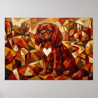 Affiche Cavalier King Charles Spaniel Géométrique Cubiste