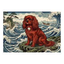 Affiche Cavalier King Charles Spaniel Vague Japona