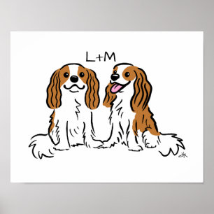Affiche Cavalier King Charles Spaniels Dogs with Your Text