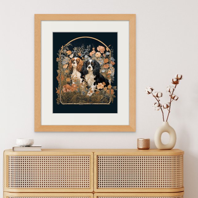 Affiche Cavalier King Charles Spaniels Tapisserie ancienne (Créateur téléchargé)
