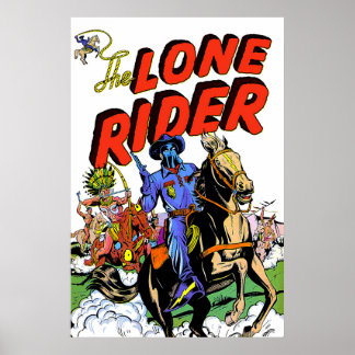 Affiche Cavalier solitaire et bandes dessinées anciennes a