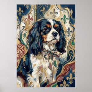 Affiche Cavalier Tricolore Fleur de Lis Portrait