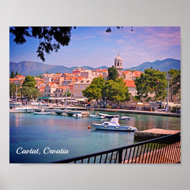 Affiche Cavtat, Croatie vue sur la ville (Devant)