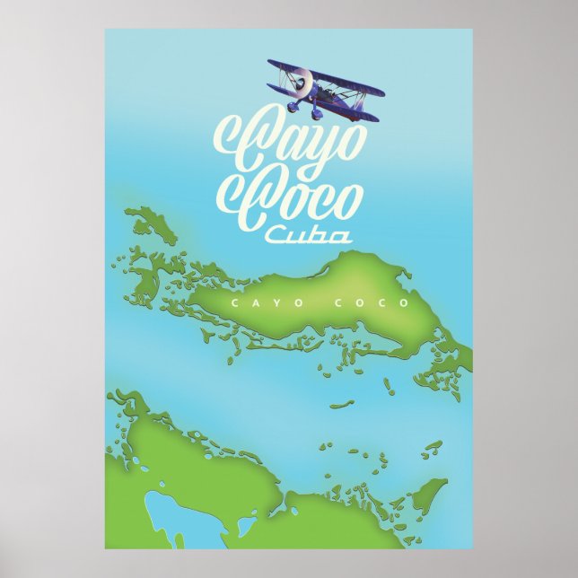 Affiche Cayo Coco Cuba vintage style map. (Devant)
