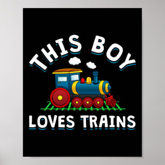 Affiche Ce Garçon Aime Trains Locomotives Et Wagon! Enfant