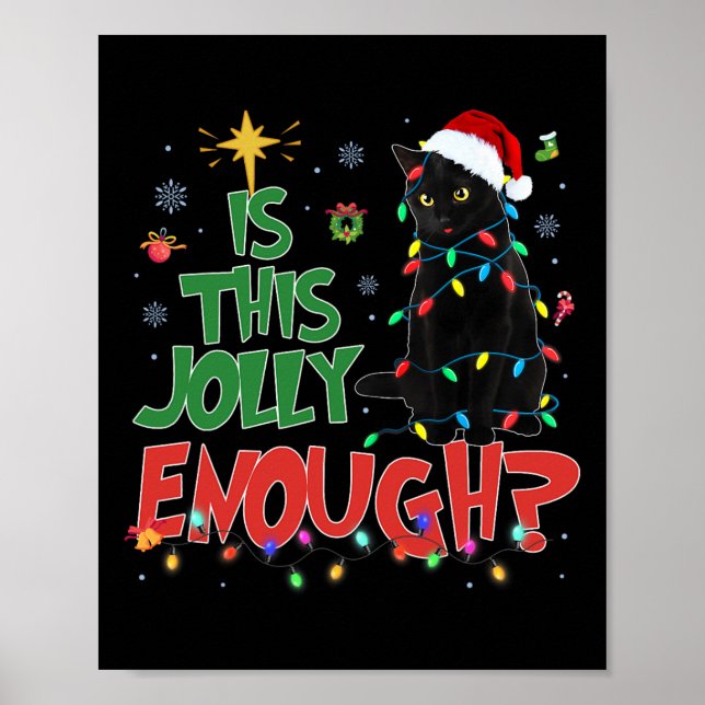 Affiche Ce Jolly Assez Chat Noir Joyeux Arbre de Noël L (Devant)